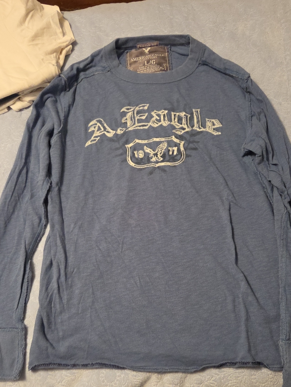 American Eagle Outfitters Men’s Long-Sleeve Graphic Crewneck - Blue